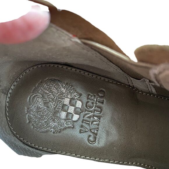 Vince Camuto 6.5 Carlal Ankle Booties Brown Leather Block Heel Boots - Picture 2 of 10